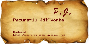 Pacurariu Jávorka névjegykártya